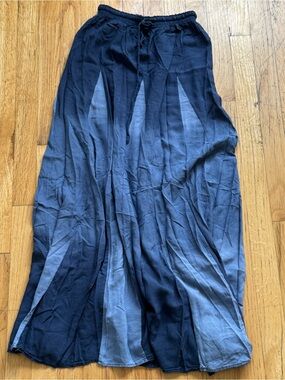 Women's Navy Tie-Dye Maxi Skirt with Elastic Waist